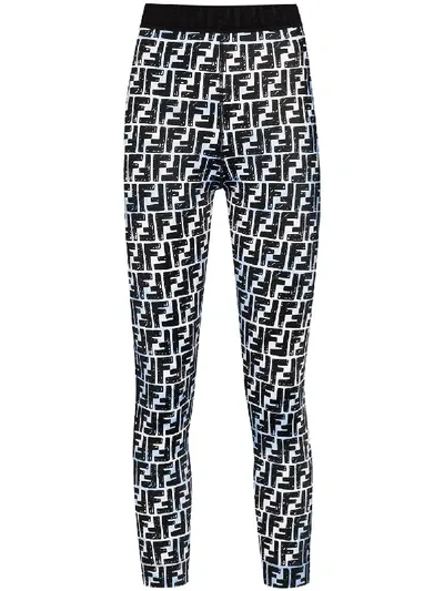 Fendi Ff Logo-print Leggings In Black