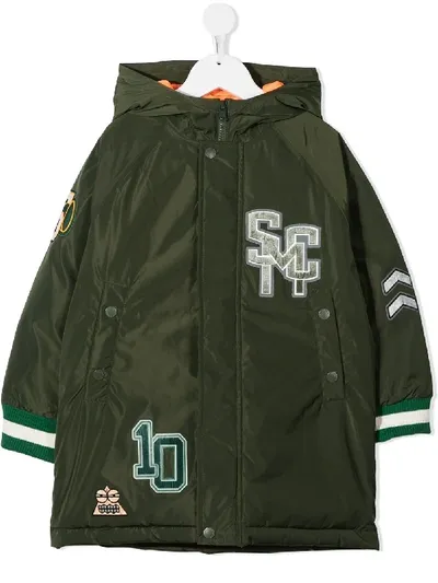 Stella Mccartney Kids' Varsity Badges Puffer Coat In Green