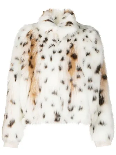 Jejia Faux-fur High Neck Jacket In White