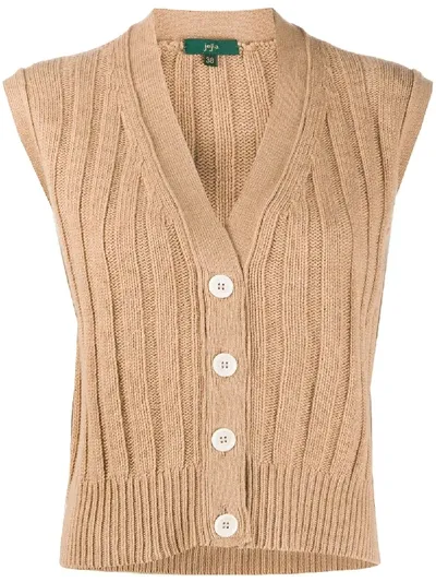 Jejia Ribbed-knit Vest In Neutrals