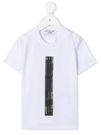 Neil Barrett Babies' Camouflage Stripe Print T-shirt In White