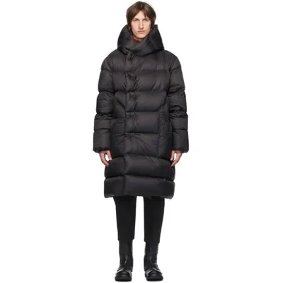 Rick Owens Wrap-front Hooded Quilted Down Coat In Black