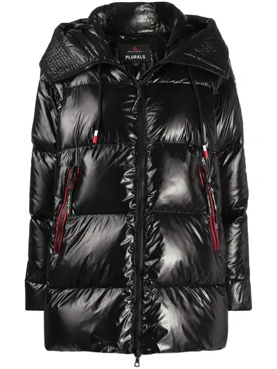 Peuterey Quilted Hooded Coat In Black