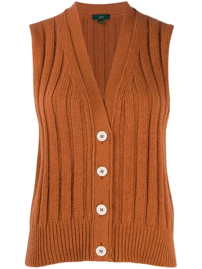 Jejia Sleeveless Ribbed Cardigan In Orange