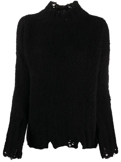 Thom Krom Distressed-hem Sweater In Black