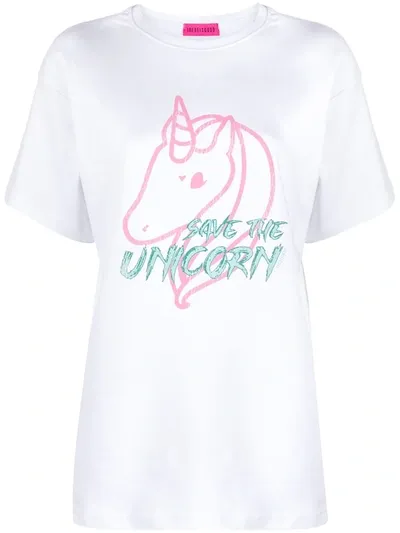 Ireneisgood Save The Unicorn T-shirt In White