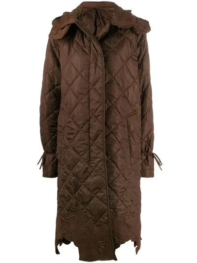 Cecilie Bahnsen Quilted Hooded Coat In Brown