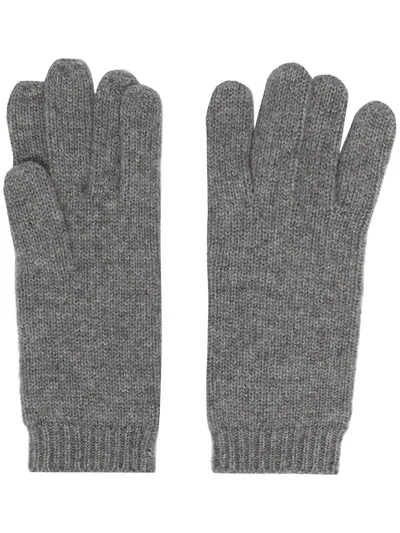 Aspesi Ribbed-knit Edge Gloves In Grey