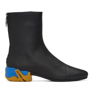 Raf Simons Contrast-heel Ankle Boots In Black Multi