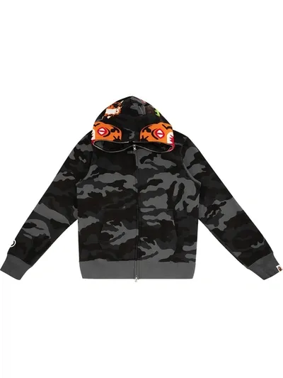 A Bathing Ape Woodland Camo Tiger Hoodie In Black