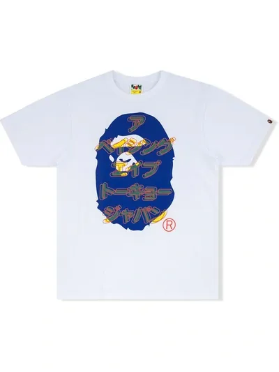 A Bathing Ape Katakana Ape Head T-shirt In White