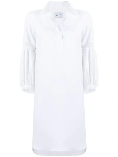 Dondup Balloon-sleeve Shirt Dress In White