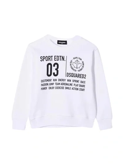 Dsquared2 Teen Slogan Print Sweatshirt In Bianco