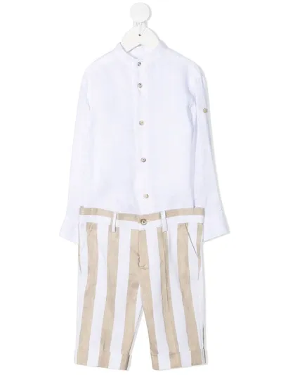 Colorichiari Kids' Striped Trouser Set In White