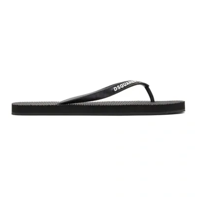 Dsquared2 Black Logo Flip Flops