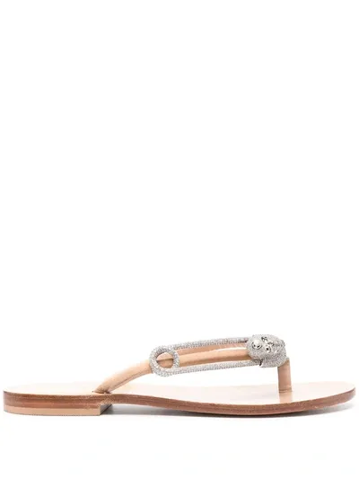 Philipp Plein Crystal-embellished Low-heel Sandals In Neutrals