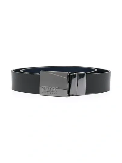 Bosswear Kids' Engraved-logo Buckle Belt In Black