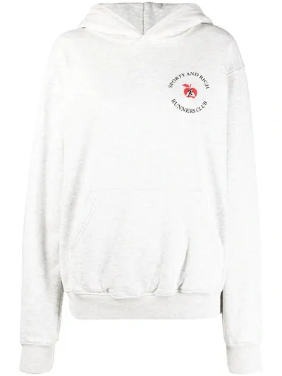 Sporty And Rich Runners Club Cotton Hoodie In Grey