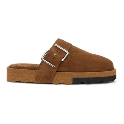 Off-white Comfort Backless Suede Slippers In Brown