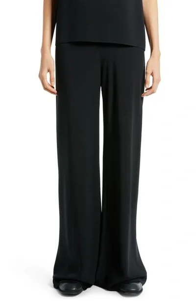 The Row Rebecca Flared Ribbed Linen Pants In Black