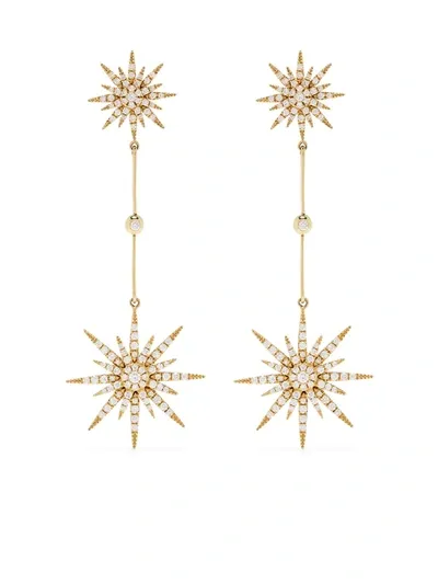 Djula 18kt Yellow Gold Diamond Sun 2 Drop Earrings