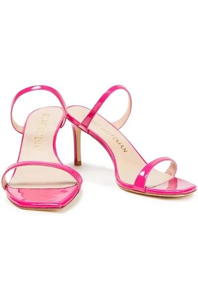 Stuart Weitzman Aleena Patent-leather Mules In Pink