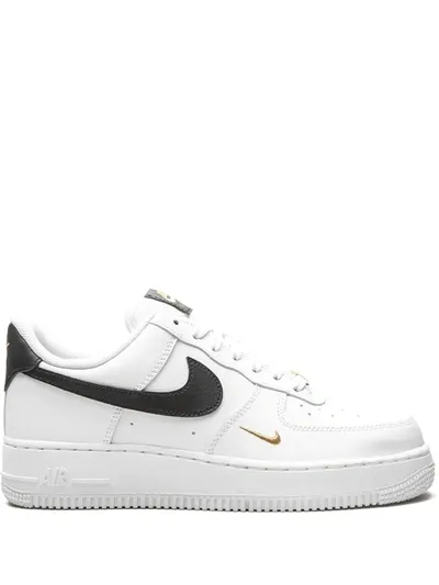 Nike Air Force 1 Low Essential "white/black/gold" Sneakers In White/gold/black