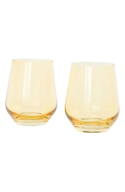 Estelle Set Of 2 Stemless Wineglasses In Yellow