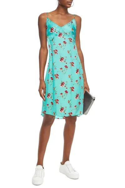 R13 Floral-print Cupro-cady Dress In Turquoise