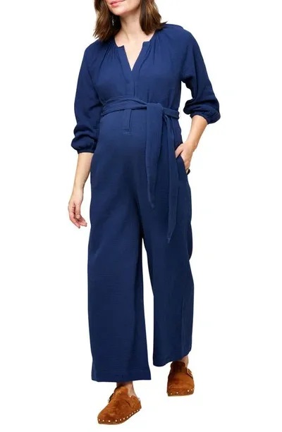 Nom Maternity Alma Maternity Jumpsuit In Navy