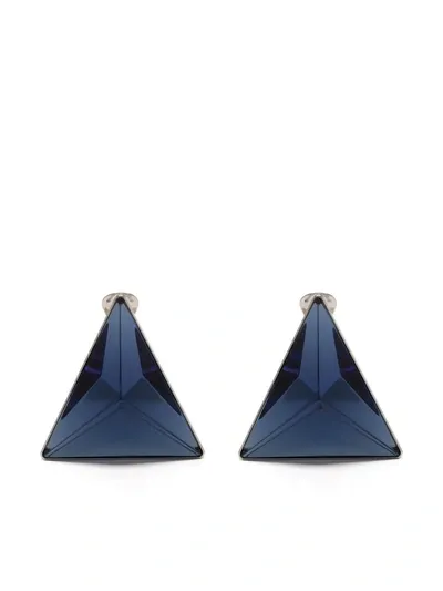 Jil Sander Triangle-shaped Glass Earrings In Blue