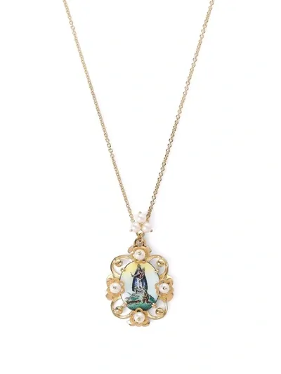 Dolce & Gabbana 18kt Yellow Gold Madonna Medallion Necklace