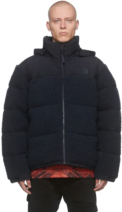 The North Face Navy Down Sherpa Nuptse Jacket In Rg1 Av Nvy