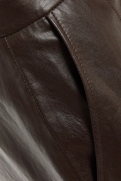 Lvir Faux Leather Flared Pants In Brown