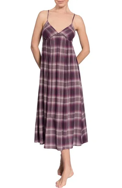 Everyday Ritual Olivia Nightgown In Plum Plaid