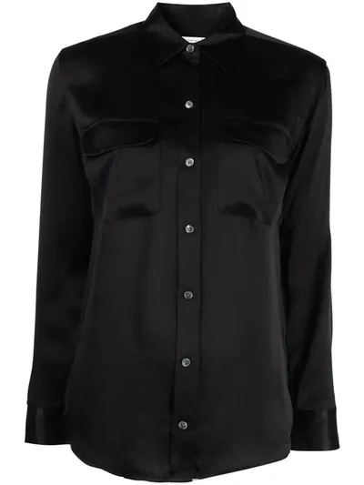 Equipment Signature Silk Satin Shirt In Black