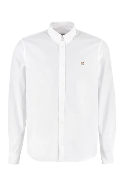 Maison Kitsuné Embroidered Logo Polo Shirt In White