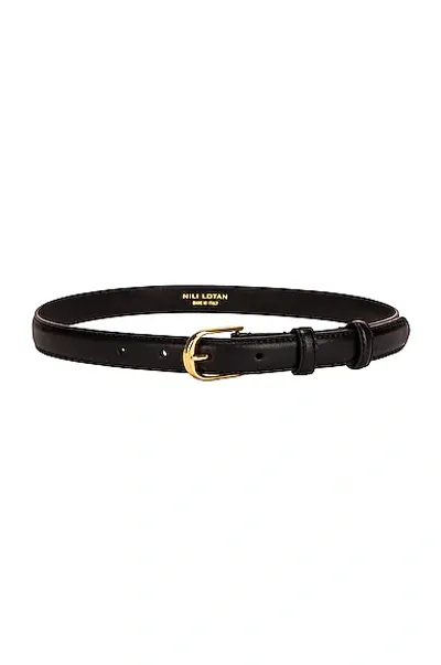 Nili Lotan Jane Belt In Black & Shiny Brass