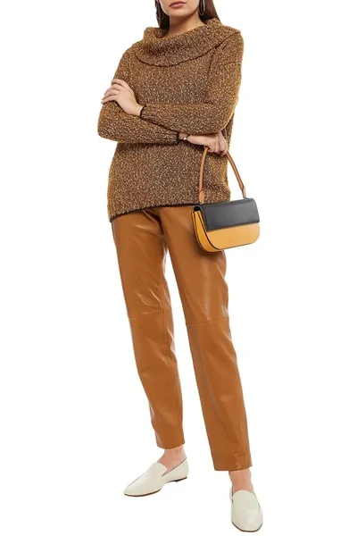 Gentryportofino Mélange Cotton-blend Sweater In Brown