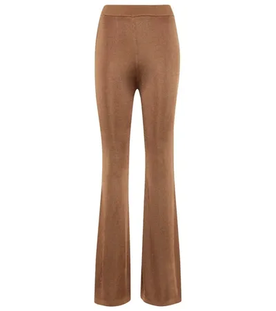 Staud Moonstone High-rise Flared Pants In Tan