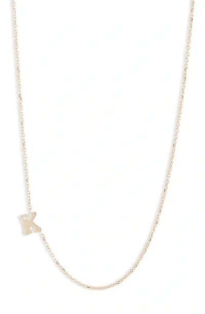 Anzie Love Letter 14k Yellow Gold Single Diamond Initial Necklace In Initial K