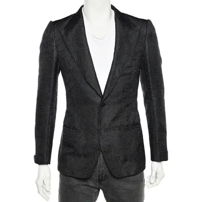 Pre-owned Tom Ford Black Textured Silk & Wool Single Breasted Blazer S