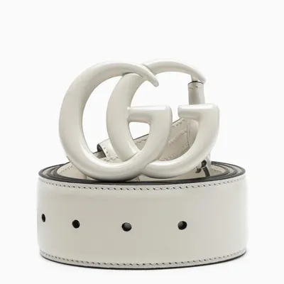 Gucci White Double G Buckle Belt