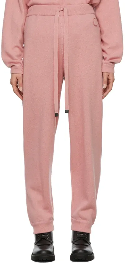 Moncler Leather-trimmed Wool And Cashmere-blend Track Pants In Pink Cashmere