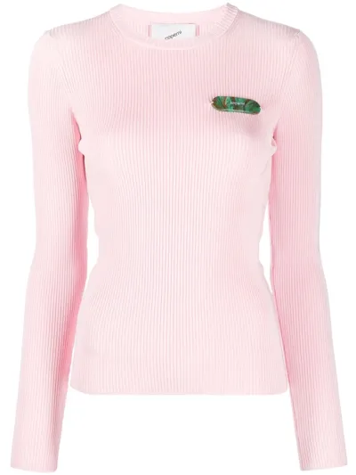 Coperni Logo-plaque Ribbed Jumper In Pink