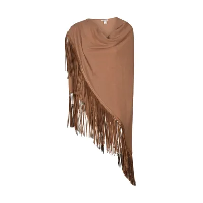 Saverio Palatella Fringed Hem Asymmetric Cape In Camel