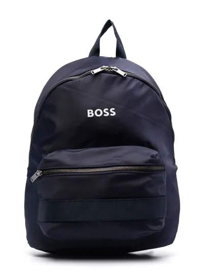 Bosswear Kids' Logo-print Backpack In Blue