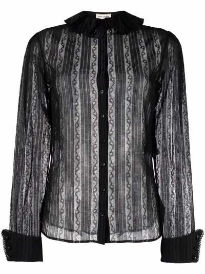 Saint Laurent Camicia Patchwork In Black