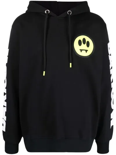 Barrow Unisex Black Hoodie With Screen Printing On Front And Sleeves