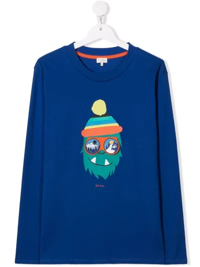 Paul Smith Junior Teen Yeti Long-sleeved T-shirt In Blue